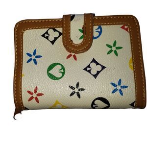 RIDALMODA White & Brown Wallet – Compact 3.5x5.5" Card Holder, Logo Detail